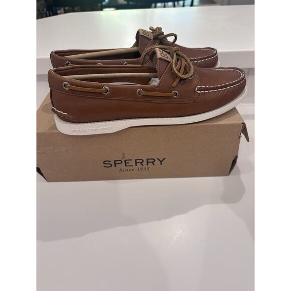 New Sperry Womens Authentic Original 2 Eye Lace Boat Shoe Loafer Tan Sz 8.5 85th - Picture 2 of 11